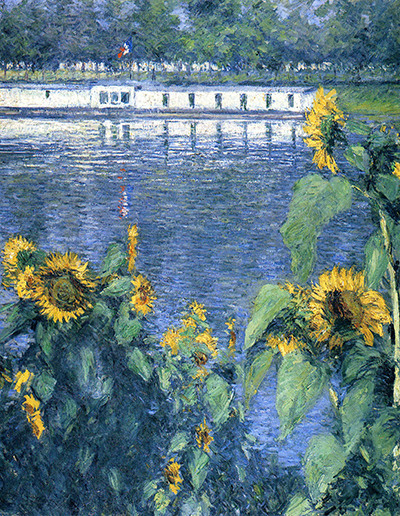 Sunflowers on the Banks of the Seine Gustave Caillebotte